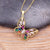Fluttering Colorful Rhinestone Encrusted Butterfly Pendant Necklaces