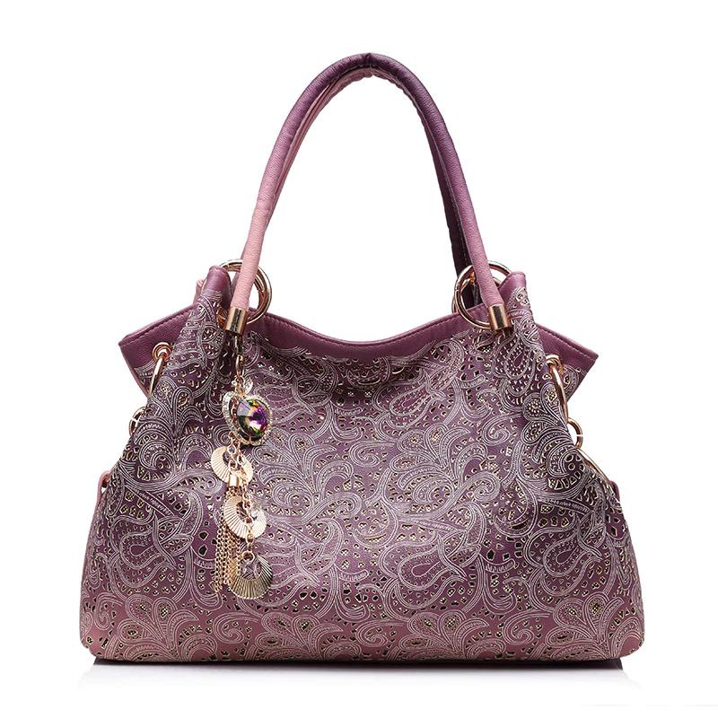 Ombre Hollow-out Floral Hand Bag With Key Chain – Boots N Bags Heaven