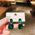 On-Trend Rhinestone Green Emerald Inspired Geometric Earrings