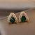 On-Trend Rhinestone Green Emerald Inspired Geometric Earrings