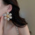 Oversized Colorful Rhinestone Flower Statement Earrings