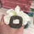 Oversized Elastic Silk Hair Ties with Rhinestone Studded Round and Square Charm