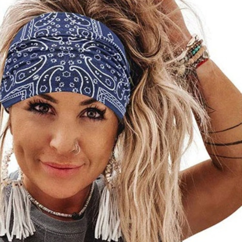 Paisley Pattern Elastic Wide Turban Headbands-Boots N Bags Heaven-Boots N Bags Heaven