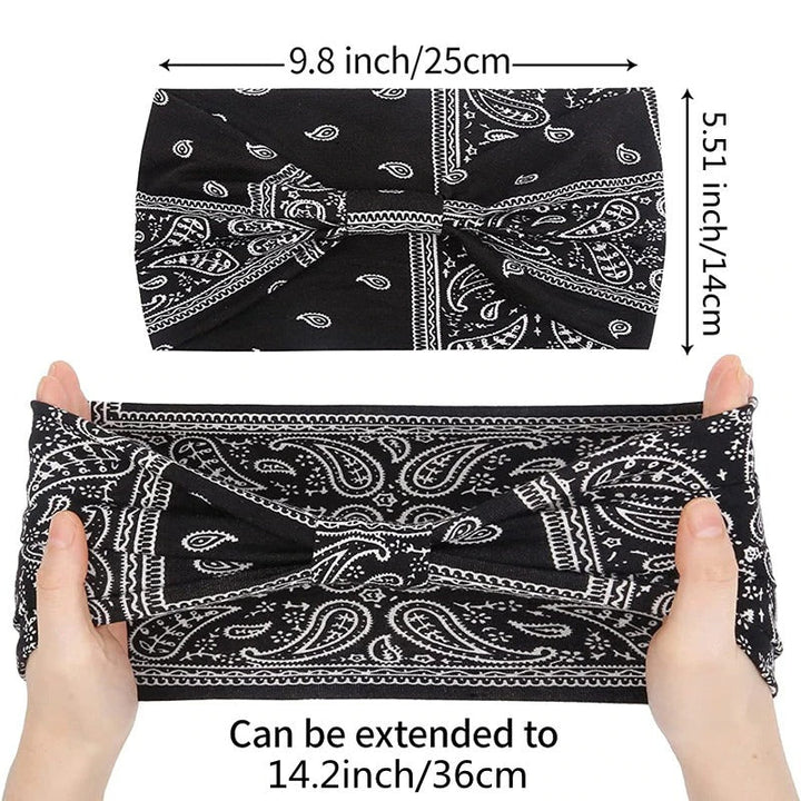 Paisley Pattern Elastic Wide Turban Headbands-Boots N Bags Heaven-Boots N Bags Heaven