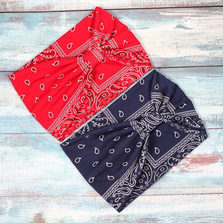 Paisley Pattern Elastic Wide Turban Headbands-Boots N Bags Heaven-Boots N Bags Heaven