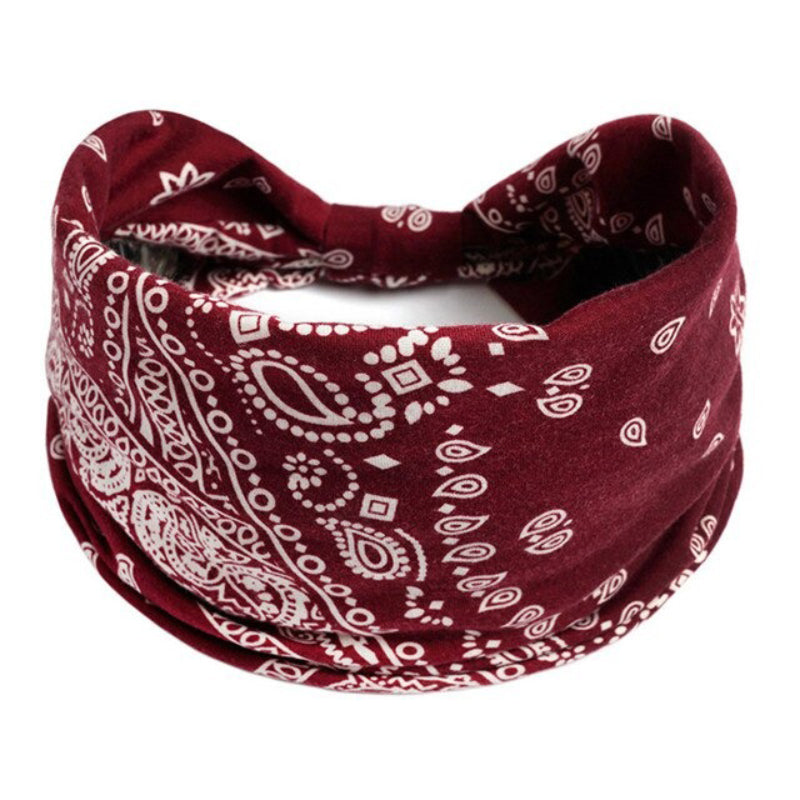 Paisley Pattern Elastic Wide Turban Headbands-Boots N Bags Heaven-Boots N Bags Heaven
