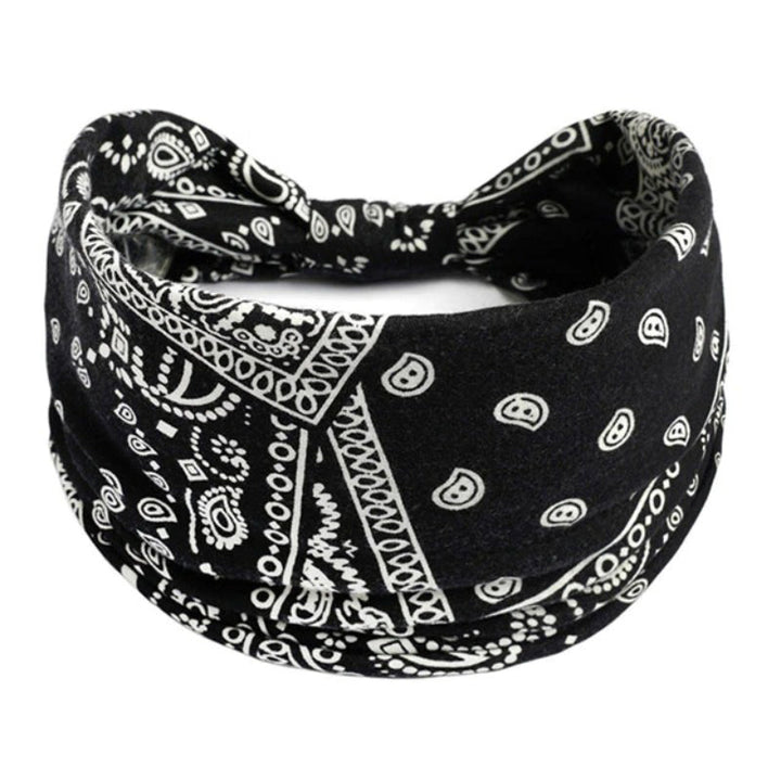 Paisley Pattern Elastic Wide Turban Headbands-Boots N Bags Heaven-Boots N Bags Heaven