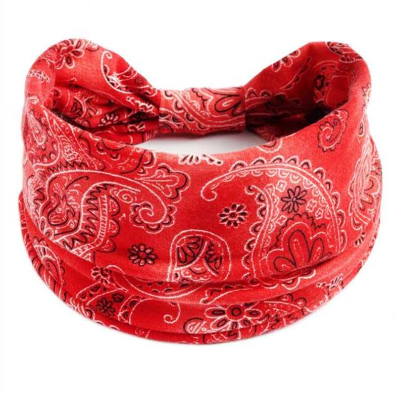 Paisley Pattern Elastic Wide Turban Headbands-Boots N Bags Heaven-Boots N Bags Heaven