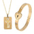 Passionate Couples Heart Bracelet and Key Pendant Necklace Jewelry Set