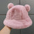 Plush Printed Fluffy Bear Ear Bucket Hats
