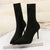 Pointed Toe Knitted Sock Boots - High Heel Ankle Booties