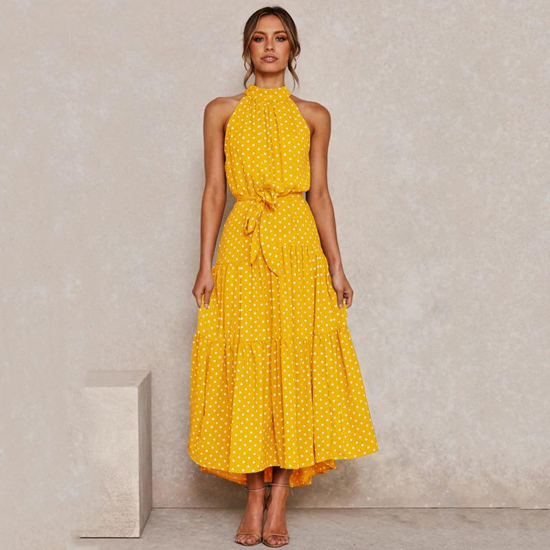 halter top polka dot dress Pretty Halter Top Polka-dot Dress – Boots N Bags Heaven