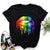 Rainbow Lip and Butterfly Print T-Shirt
