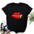 Rainbow Lip and Butterfly Print T-Shirt