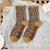 Retro Embroidered Frilly Flower Slouch High Socks