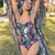 Retro Style Tropical Floral One Piece Bikini Swimsuit