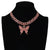 Rhinestone Encrusted Chain with Butterfly Pendant Choker Necklaces