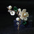 Rhinestone Shell and Pearl Flower Brooch Pins