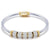 Rhinestone Studded Cylinder Charm Stainless Steel Bangle Bracelets