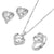 Romantic Zircon Embellished Love Heart Necklace, Earrings, and Rings Jewelry Set