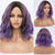 Short and Wavy Purple Ombre Bob Hair Wigs with Bangs