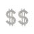Shimmer and Shine Oversized Rhinestone Dollar Money Sign Drop Earrings