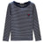 Slim-Fit Knitted Striped Pattern Long Sleeves with Heart Patched Tops