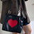 Smooth Vegan Leather Cute Two Tone Huge Love Heart Pattern Shoulder Bags