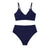 Solid Colored Twist Front V-neck High Waist Two Pieces Bikini Swimsuits