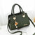 Solid Tote Handbag With Ornament Keychain