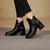 Stylish Zip-Up High Heel Boots with Classic Round Buckle Strap