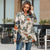 Summer Floral Print Turn-down Collar Long Sleeve Blouses
