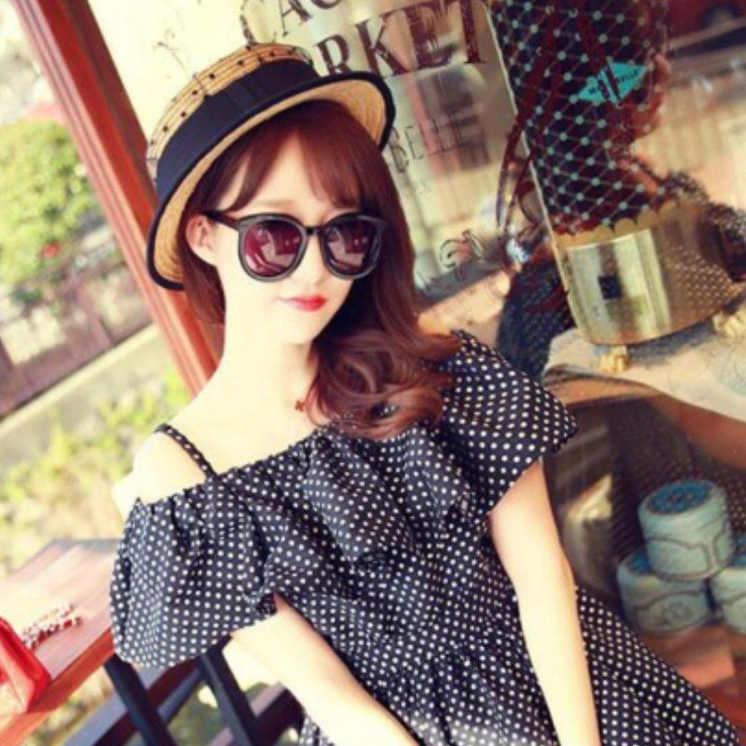 Summer Straw Hat With Black Lace Polka-Dot Design – Boots N Bags