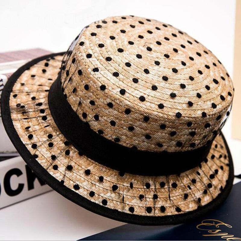 Summer Straw Hat With Black Lace Polka-Dot Design – Boots N Bags