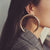 Trendy Oversized Open Round Thick Metal Drop Earrings