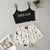 Various Styles of Cartoon Print Spaghetti Strap and Shorts Pajama Set