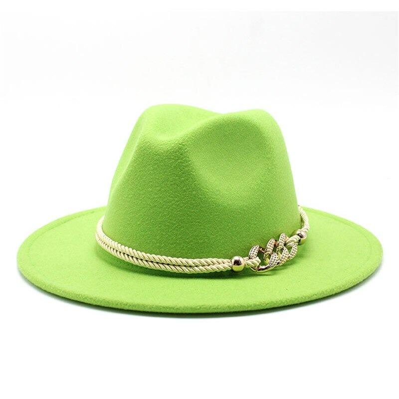 Wide Brim Felt Fedora Hats With Rope Chain Belt – Boots N  display picture 3