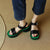 Wide Fit Open-Toed Style Genuine Leather Side Buckle Platform Sandals