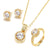 Zircon Bejeweled Round Shape Necklace, Earrings, and Rings Jewelry Set