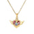 Zircon Heart with Angel Wings Pendant Necklaces