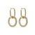 Zircon Studded Double Rectangular Geometric Dangle Hoop Earrings