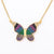 Fluttering Colorful Rhinestone Encrusted Butterfly Pendant Necklaces