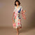 Classy Peacock and Flower Printed Wrap-Around Belted Robe