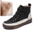 No-tie Shoelaces Split Leather High Top Sneakers for Women