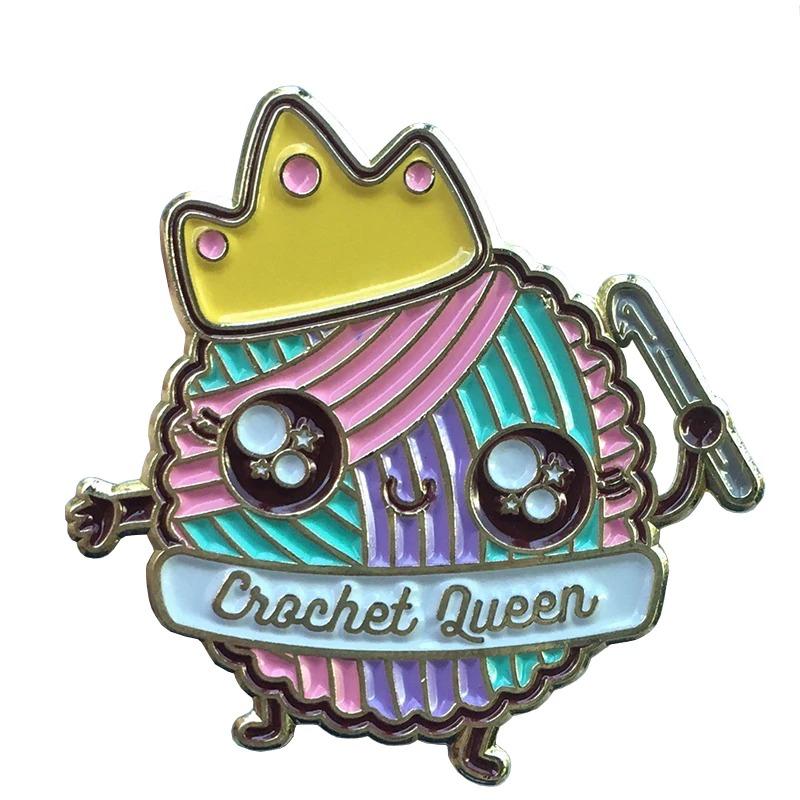 Crochet Queen Enamel Brooch Pins Boots N Bags Heaven