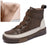 No-tie Shoelaces Split Leather High Top Sneakers for Women