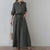 Casual Turn Down Collar and Belted Long Dresses