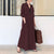 Block and Solid Color Collared Maxi Dresses
