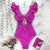 Luscious Floral Print Ruffled One Piece Swimsuit