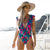 Luscious Floral Print Ruffled One Piece Swimsuit